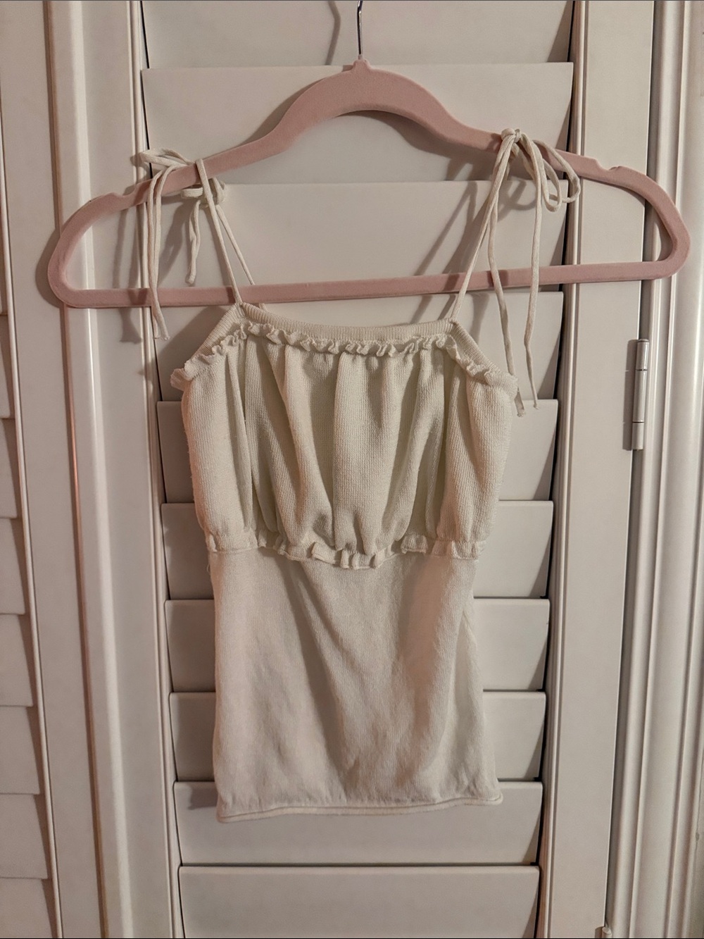 Tie-Shoulder Cream Women's Tank Top